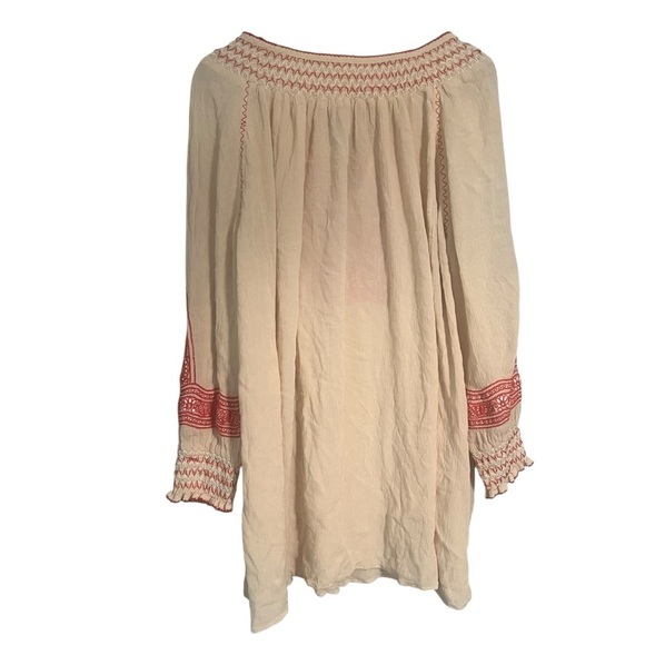 Free people xs dress Bohemian Embroidered Dress with Red Accents - Picture 5 of 9